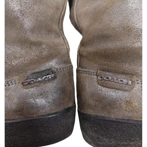 Coach  Tanesha Silver/Grey Metallic Winter Shearling Suede Boots Size 9B - Picture 5 of 10